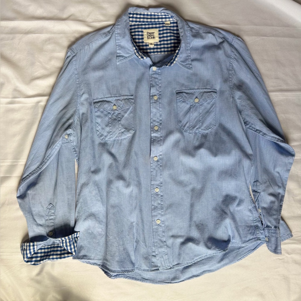 Paper Denim & Cloth Blue Oxford Button Down Shirt XL Classic Preppy Dadcore - Picture 2 of 13